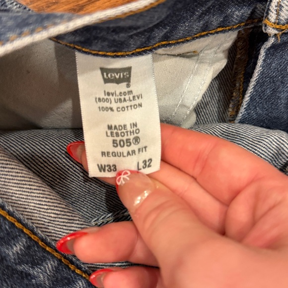 Levi's Blue Patchwork Straight Leg Jeans - Picture 4 of 5